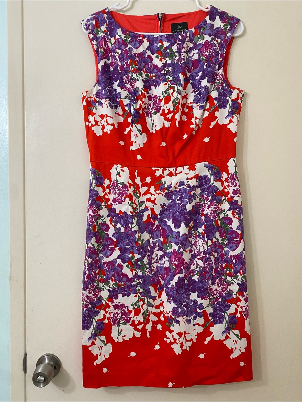 Adrianna Papell Red, Purple & White Floral Sheath Dress